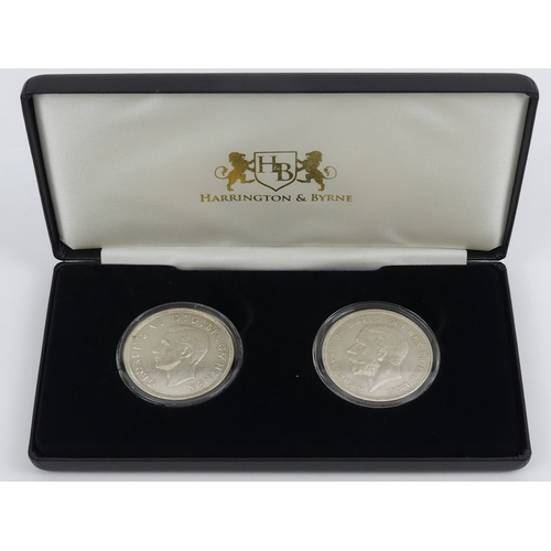 154 - George V 1937 and George VI silver crown set, boxed with C.O.A.