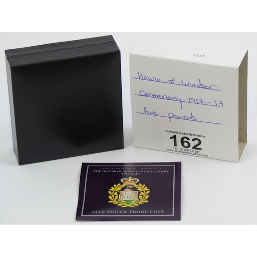 162 - The House of Windsor Centenary £5 proof coin, boxed with C.O.A.