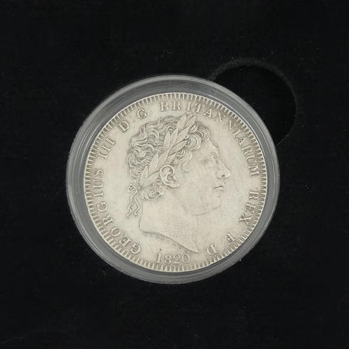 164 - George III 1820 silver crown, encapsulated, boxed with C.O.A.