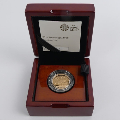 168 - The Sovereign 2018 gold proof coin, boxed with C.O.A.