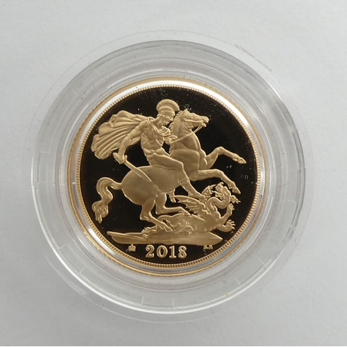 168 - The Sovereign 2018 gold proof coin, boxed with C.O.A.