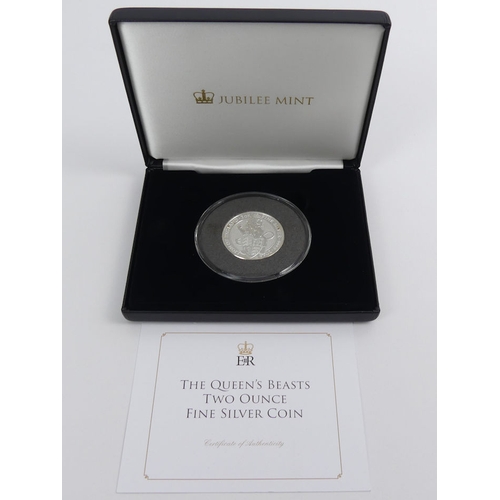 172 - The Queen's Beast two ounce fine silver £5 coin, boxed with C.O.A.