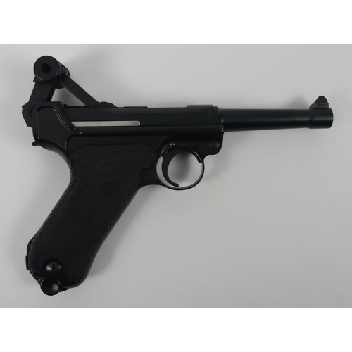 203 - Limbex legends parabellum pistol P.08 gas type airgun, boxed with instructions, 21cm.
No licence is ... 