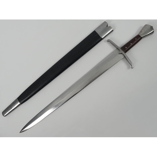 215 - John Barnett 1400 era archers sword with scabbard, 59cm, boxed.