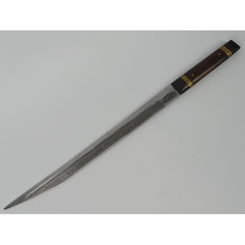 218 - John Barnett Ancient Warrior collection sword and scabbard together with three leather scabbards, 45... 