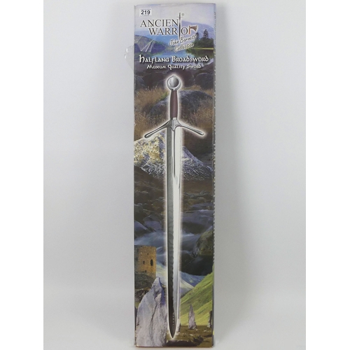 219 - John Barnett Ancient Warrior collection half long broadsword, 83cm, boxed