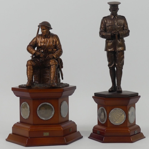 224 - Two Danbury Mint WWI centenary figures, 'We Will Remember Them, highest 32cm.