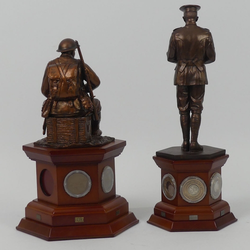 224 - Two Danbury Mint WWI centenary figures, 'We Will Remember Them, highest 32cm.