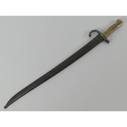 225 - French model 1866 Chassepot bayonet and scabbard blade, 56cm.