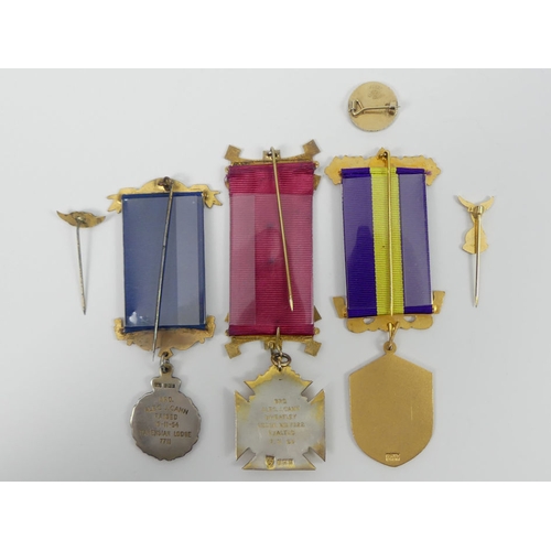 231 - Six Masonic jewels, including five hallmarked silver gilt examples, including three Star of India Lo... 