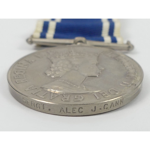 234 - Police medal, cap badges, buttons, including police service medal, Oxfordshire Constabulary, helmet ... 