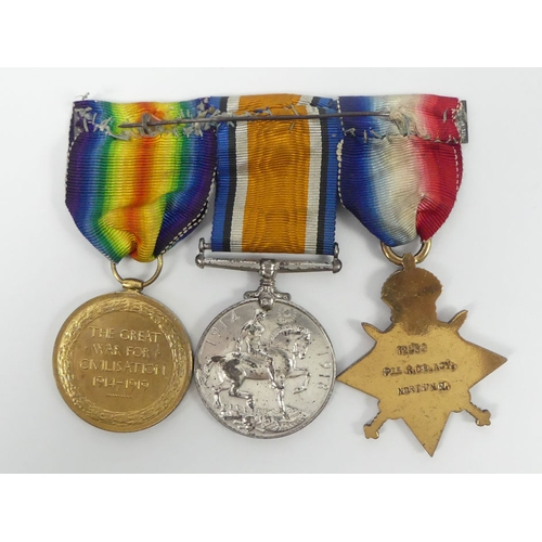 235 - WWI trio awarded to Pte R Delacy 42232.