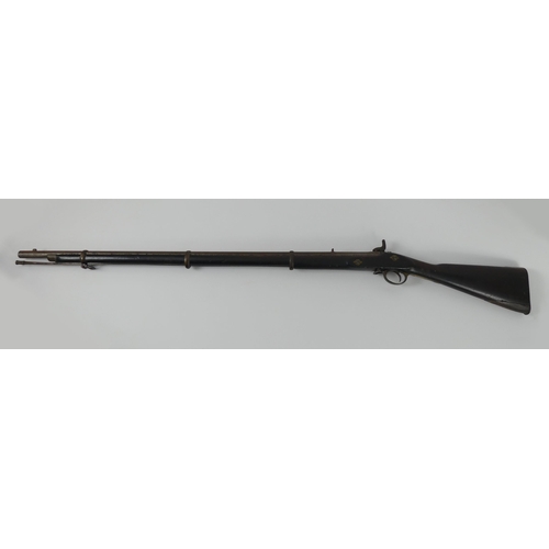 256 - Enfield Tower 1865 percussion rifle 3 banded, marks to. the lock and barrel. 140 cm in length.
No li... 