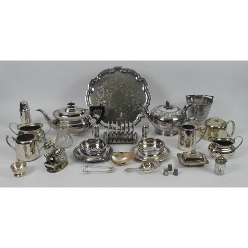 278 - A box of silver plate, including two tea sets, and tableware.