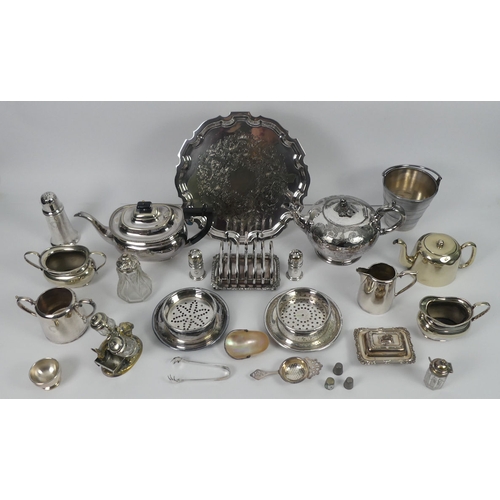 278 - A box of silver plate, including two tea sets, and tableware.