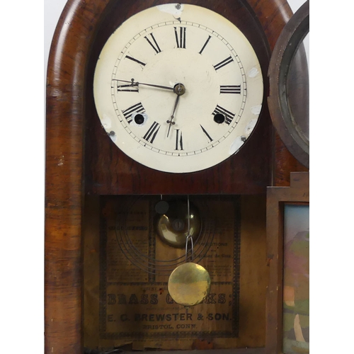 283 - Four clocks, including an America wall clock and a  Donald Duck alarm clock, highest 47cm x 26cm