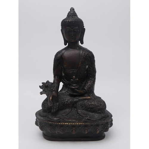 289 - Bronze figure of a Buddha, 19cm x 11cm.