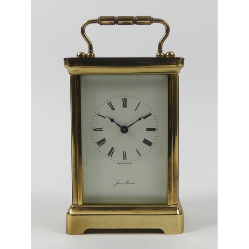 292 - Jean Renet brass  carriage clock, 12cm x 8cm.