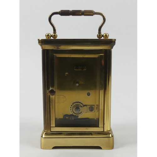 292 - Jean Renet brass  carriage clock, 12cm x 8cm.