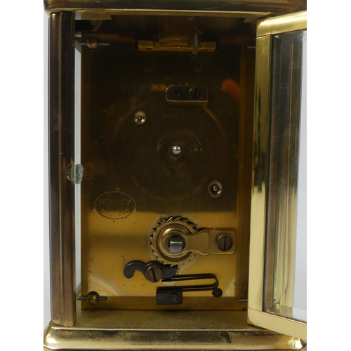 292 - Jean Renet brass  carriage clock, 12cm x 8cm.