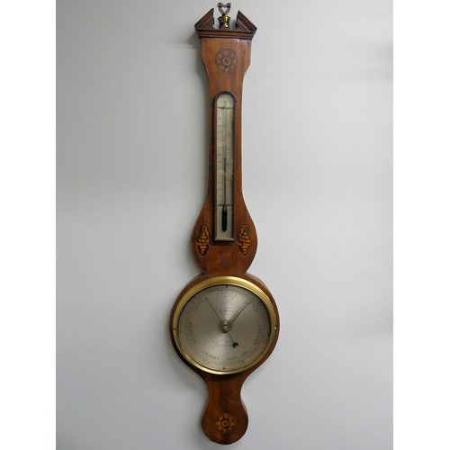 287A - A 19th century mahogany banjo barometer with shell inlay, the dial signed Poncia. 100cm Collection o... 