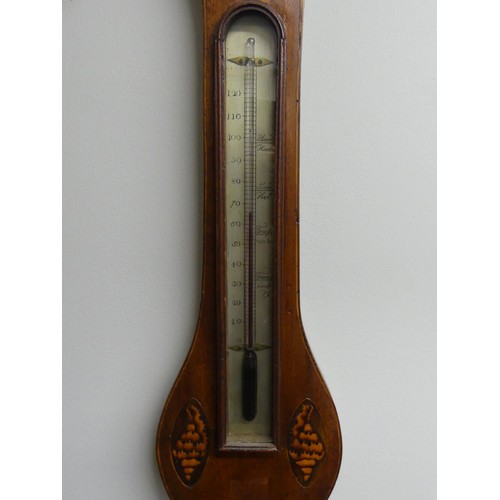 287A - A 19th century mahogany banjo barometer with shell inlay, the dial signed Poncia. 100cm Collection o... 