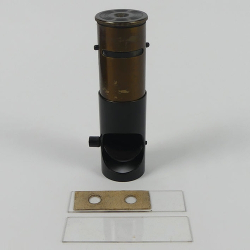 314B - A late 19th century German made pocket microscope, 9.5cm x 8cm.