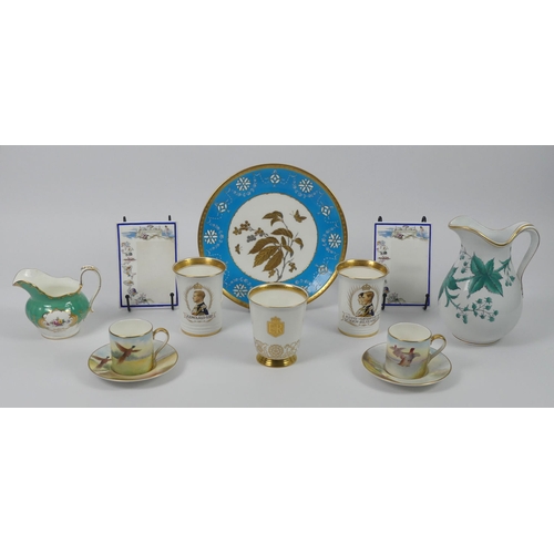 367 - Victorian Minton and later Pheasant design cabinet cups and saucers, jugs and plates along with comm... 