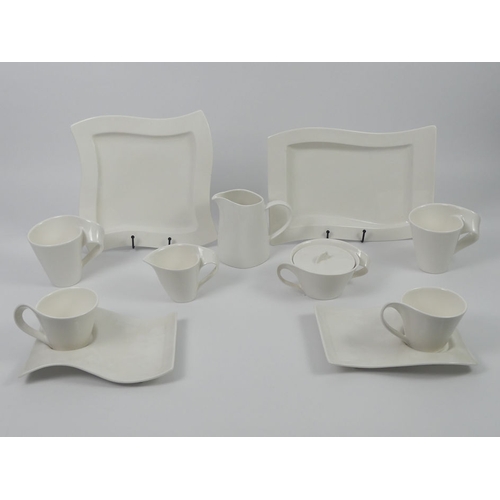 377 - A stylish nine piece Villeroy and Boch porcelain tea for two.