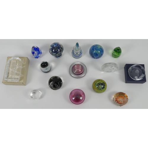 382 - Twenty glass paperweights including a Perthshire scent bottle, Caithness and Mdina.