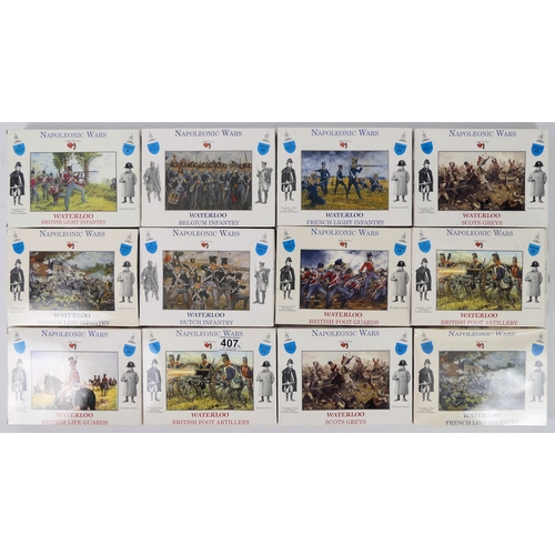 407 - Twelve boxed Call to Arms plastic Napoleonic Series figures, including Scots Greys and British Foot ... 