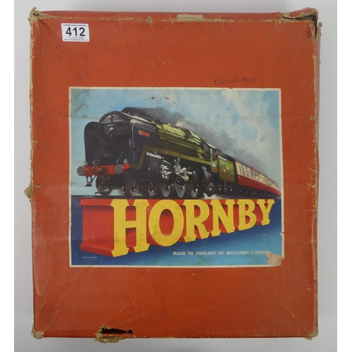 412 - A boxed Hornby O gauge clockwork train set.