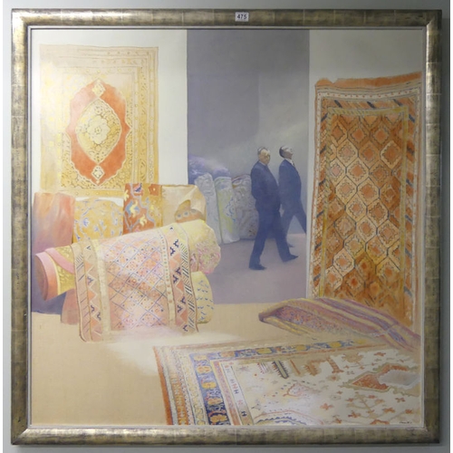 475 - Peter Unsworth 'The Carpet Studio' oil on canvas, signed and dated '87, 120cm 120cm.  Collection/Own... 