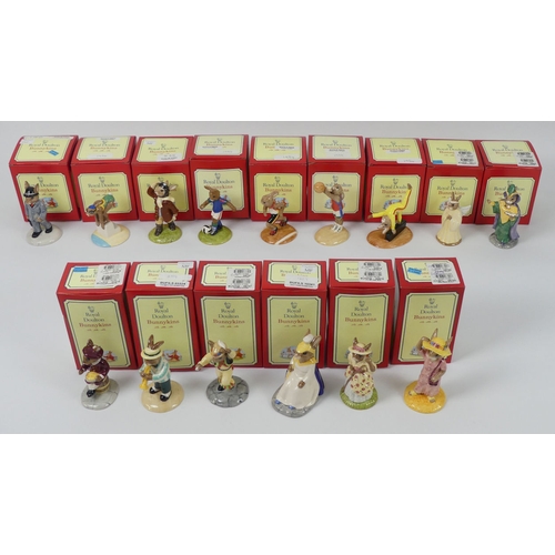 359A - 15 boxed Royal Doulton Bunnykins figures, including Brittania DB29, Morris Dancer DB204, Angel DB196... 