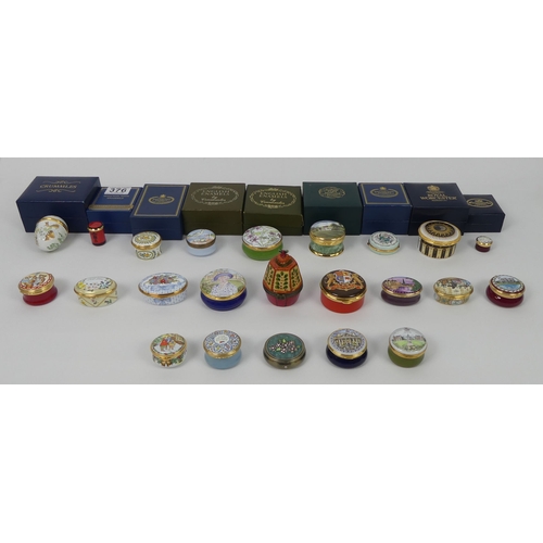 376 - Twenty two Halcyon Days, Royal Worcester and Royal Doulton trinket boxes.