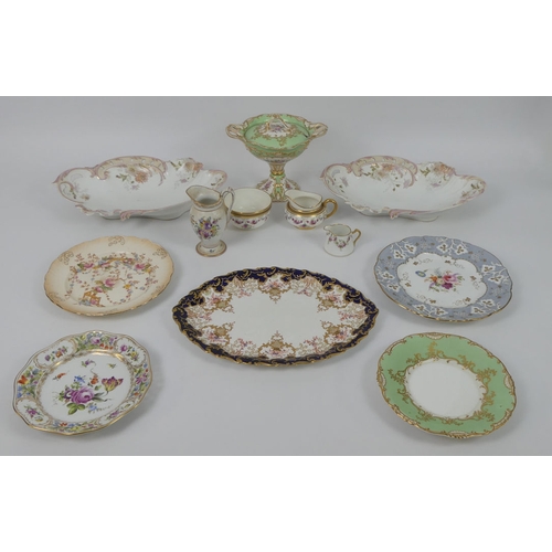 390A - Tableware including a Royal Crown Derby plate, a tureen and Limoges jugs. Highest 14cm