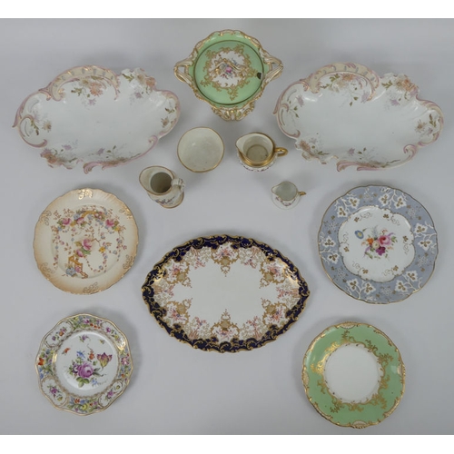 390A - Tableware including a Royal Crown Derby plate, a tureen and Limoges jugs. Highest 14cm