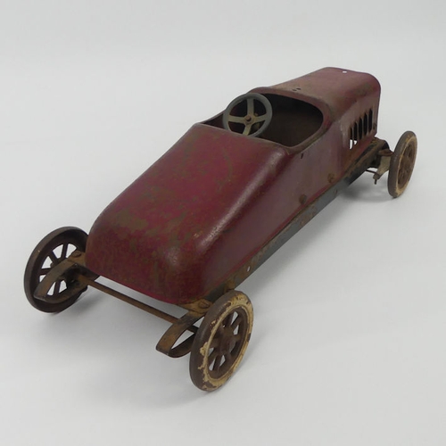 397 - A 1920's tinplate Structo Toys clockwork construction kit American racing car. 38 x 12 cm.