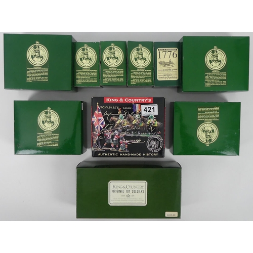 421 - Ten boxed King and Country metal military figures including NA10 British Mounted Officer and NA27 Ch... 