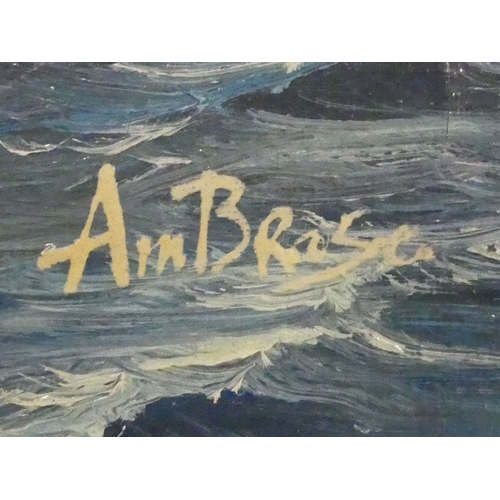 476 - Oil on canvas, seascape, signed Ambrose, in a gilt frame, 66cm x 76cm.  Collection/Own Courier Only.