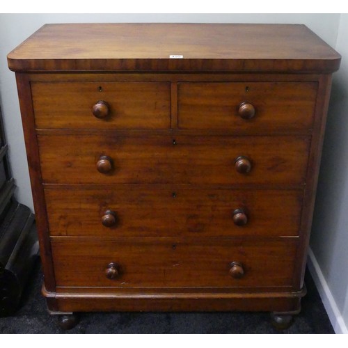 495 - A Victorian mahogany two over three chest of drawers, 112cm x 100cm.  Collection/Own Courier Only.