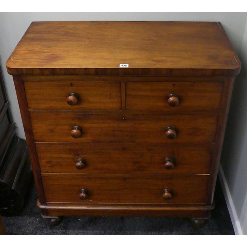 495 - A Victorian mahogany two over three chest of drawers, 112cm x 100cm.  Collection/Own Courier Only.