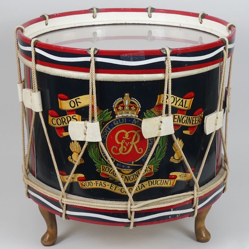 498 - Royal Engineers Drum Coffee table, 51cm x 51cm.  Collection/Own Courier Only.