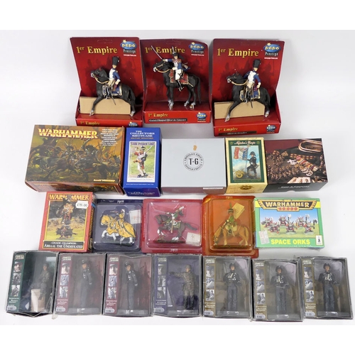 404 - Twenty boxed metal and plastic military figures, including three Warhammer, seven Forces of Valour a... 