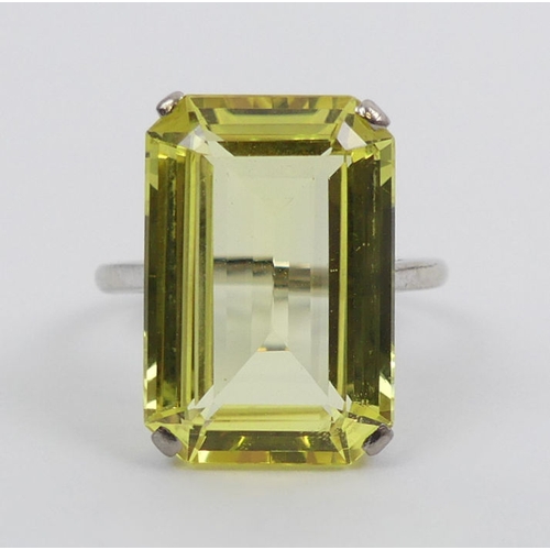 18 - 9ct white gold, yellow sapphire ring, 4.8 grams, 17.3mm x 11.7mm, size L 1/2.