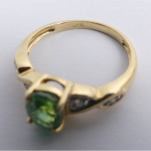 46 - 18ct gold, emerald and diamond ring, 2.8 grams, 6.9mm, size M.