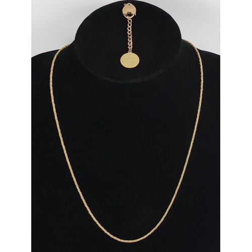 15A - 9ct gold rope twist chain and a 9ct gold padlock and fob, 10 grams, chain 55cm.