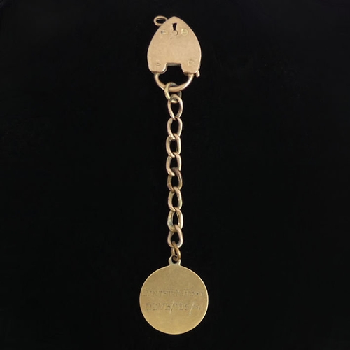 15A - 9ct gold rope twist chain and a 9ct gold padlock and fob, 10 grams, chain 55cm.