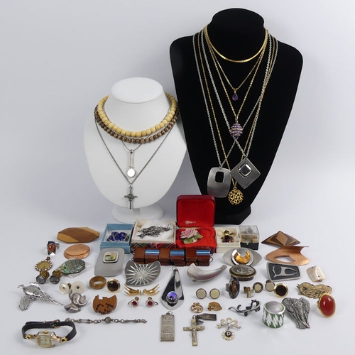 18 - A box of modernist/retro costume jewellery.