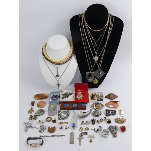 18 - A box of modernist/retro costume jewellery.